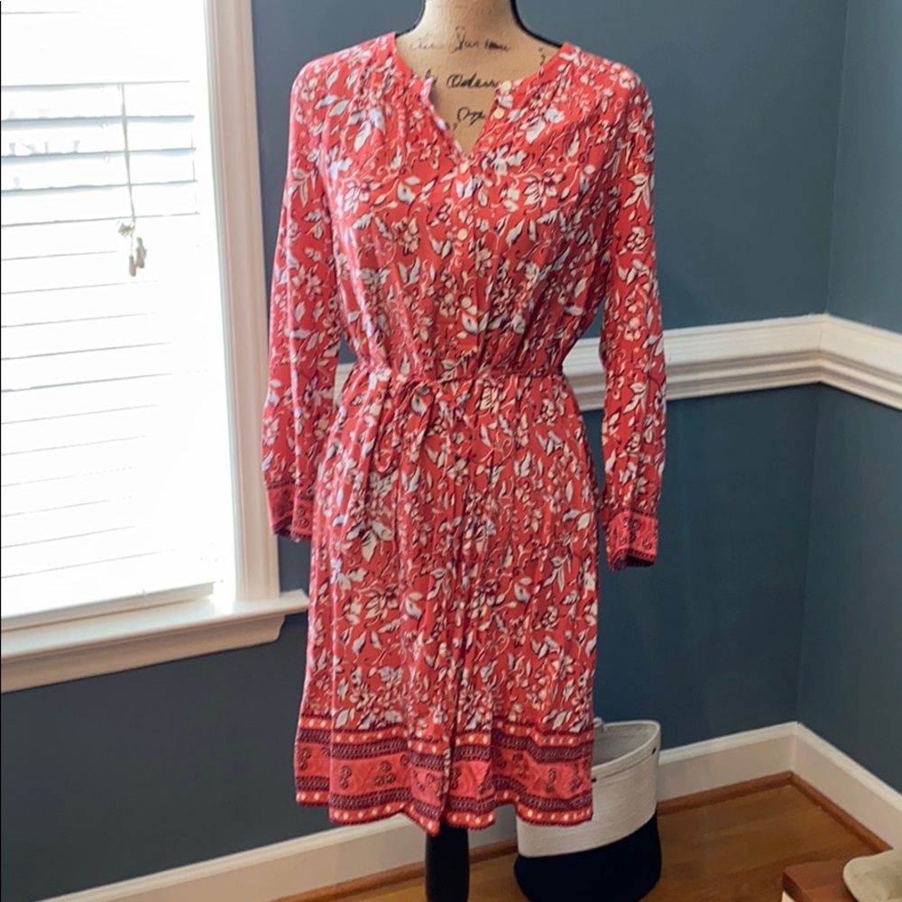 LOFT tie waist shirt dress